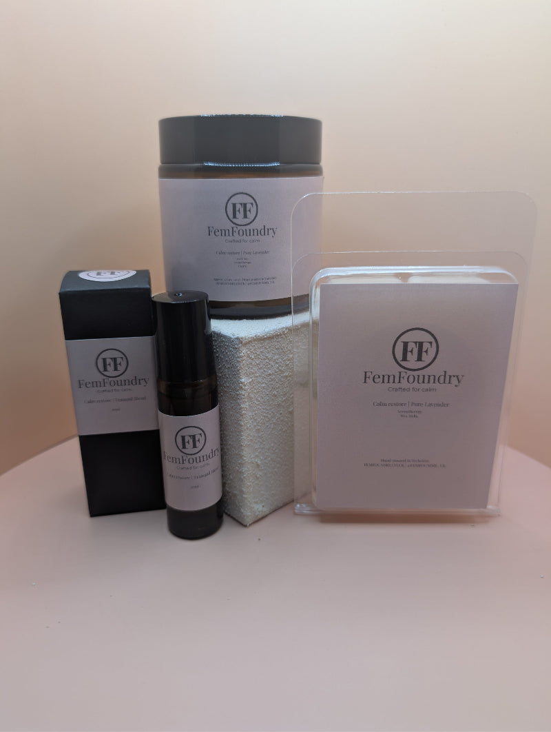 Calm Restore Ritual Box showing range of products.